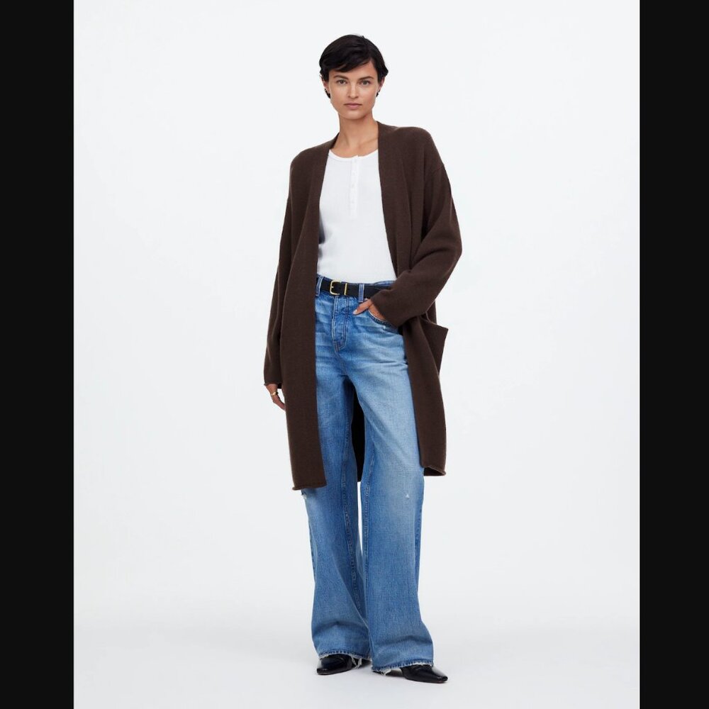 Madewell Duster Cardigan Sweater - Dark Carob Brown, Small